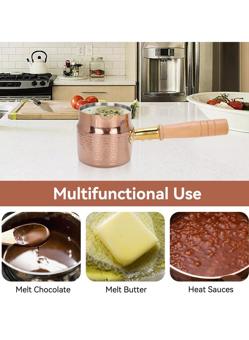 Small Sauce Pan, 13.5 Oz Stainless Steel Saucepan Butter Warmer - Small Melting Pot for Milk, Coffee, Tea, Soup - Stovetop & Dishwasher Safe