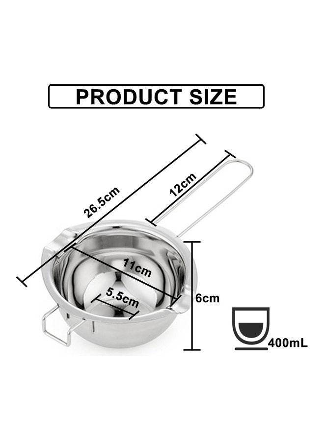 400mL Chocolate Melting Bowl Butter Milk Tool Baking Stainless Steel Chocolate Pot Milk Chocolate Cheese Sugar Saucepan Homemade Cosmetics Pot Furnace Heated Silver 27*7*13cm