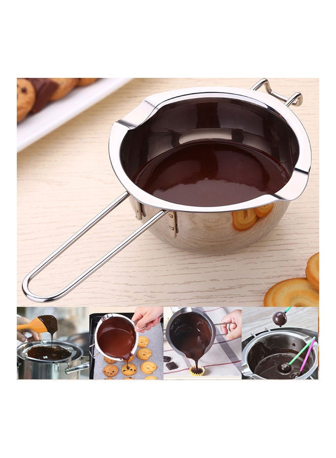 400mL Chocolate Melting Bowl Butter Milk Tool Baking Stainless Steel Chocolate Pot Milk Chocolate Cheese Sugar Saucepan Homemade Cosmetics Pot Furnace Heated Silver 27*7*13cm