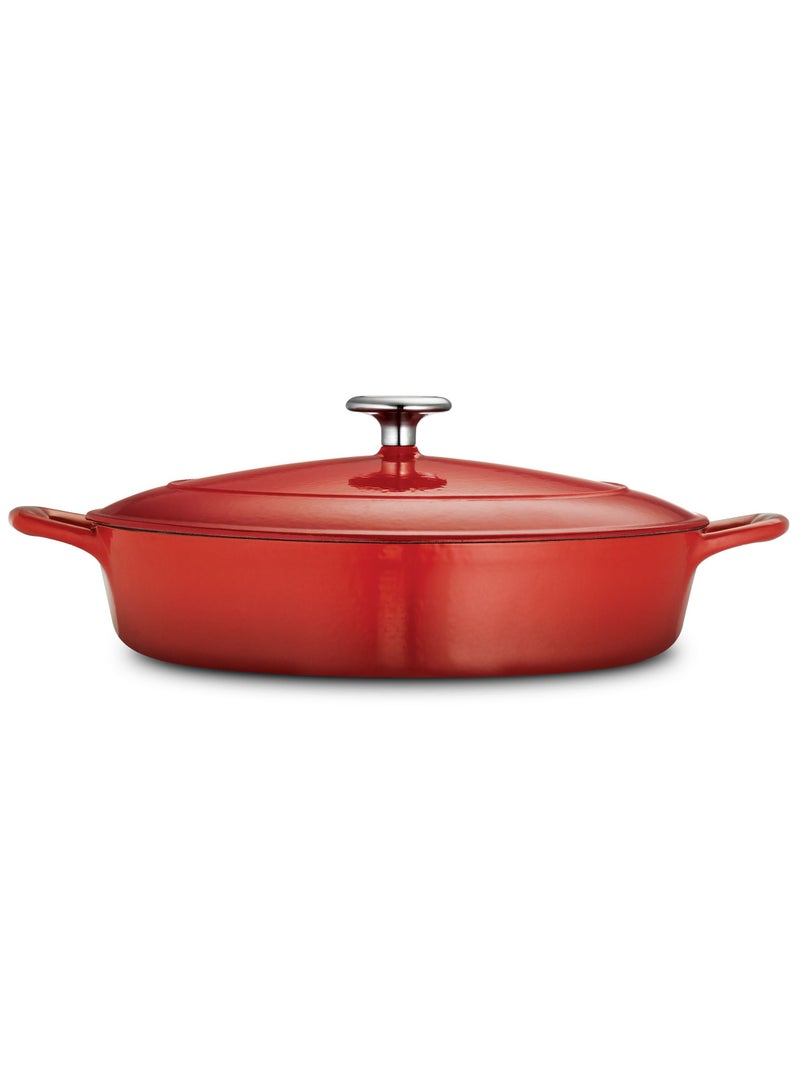 Since 1911,Made in Brazil- Series 1000 4 Qt Red Enameled Cast Iron Covered Braiser