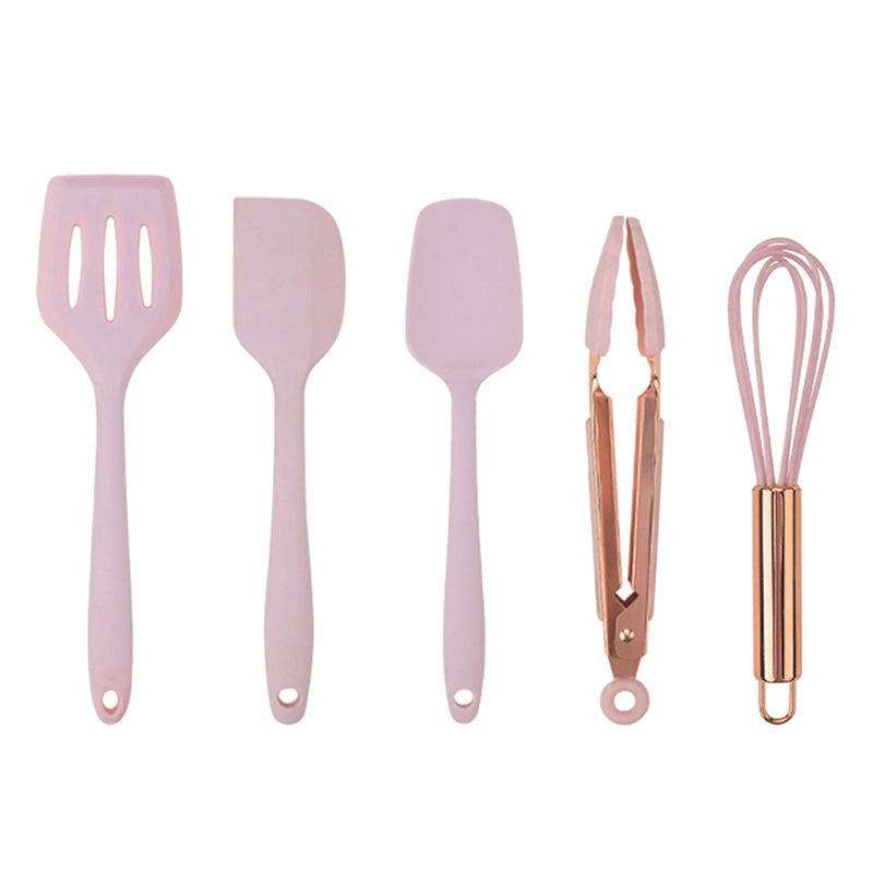 5 Pieces Non-Stick Spatula Sets Pink 22*4.5*8cm