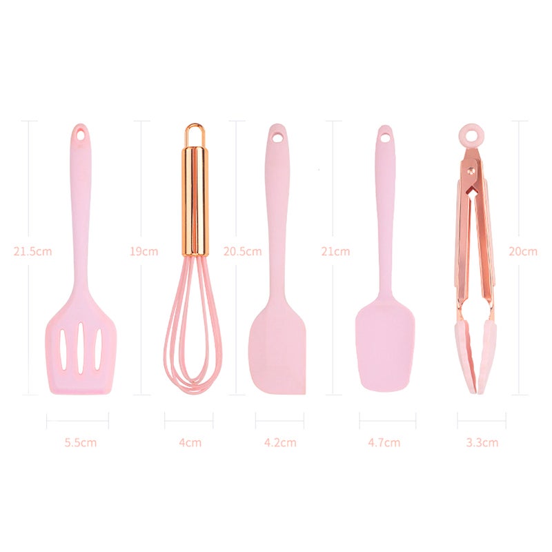 5 Pieces Non-Stick Spatula Sets Pink 22*4.5*8cm