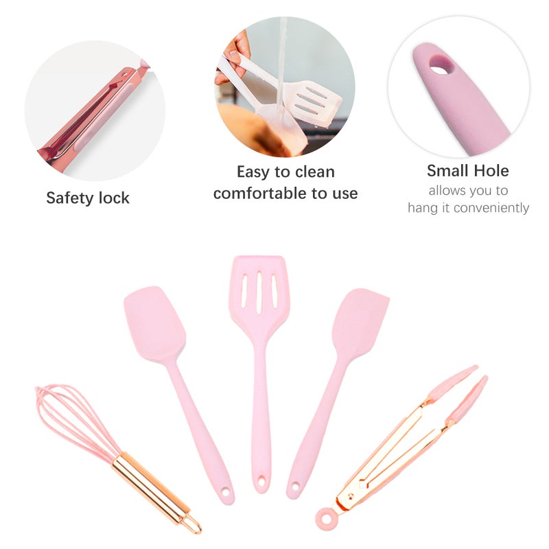 5 Pieces Non-Stick Spatula Sets Pink 22*4.5*8cm