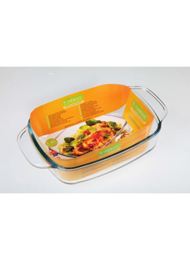 3-Piece Rectangular Ovenware Set Clear 1.4ml