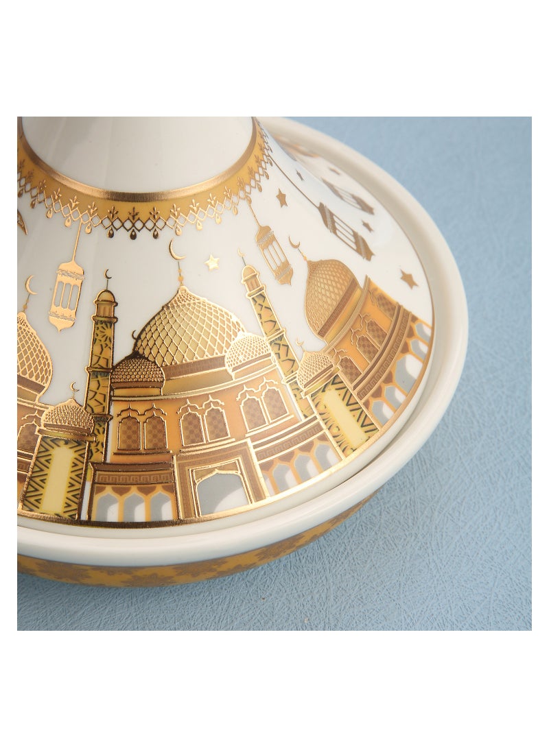 Liying Ramadan Theme Ceramic Tajine 15*16CM for dates platter ,sweets many more of food Display Holder Decor Ornament.