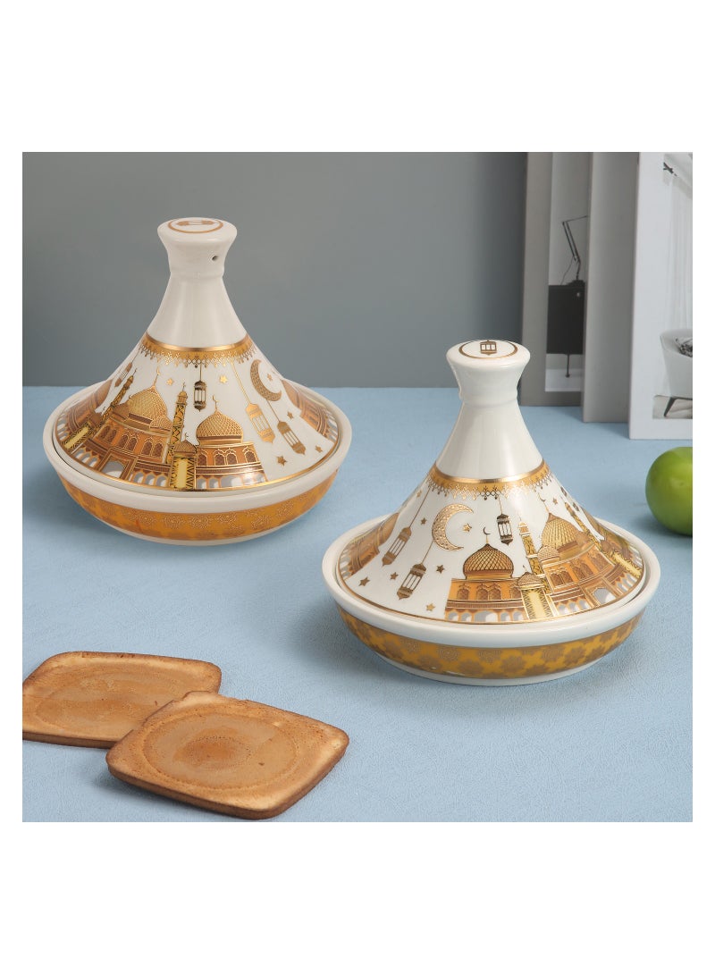 Liying Ramadan Theme Ceramic Tajine 15*16CM for dates platter ,sweets many more of food Display Holder Decor Ornament.