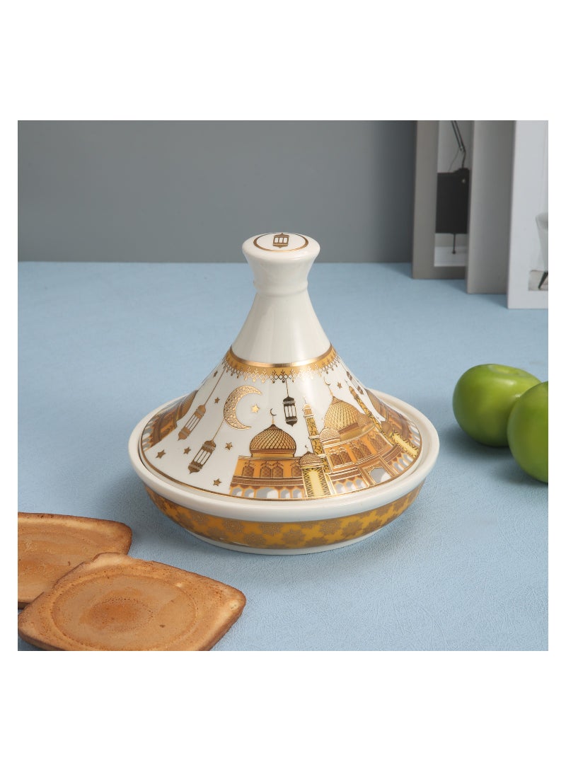 Liying Ramadan Theme Ceramic Tajine 15*16CM for dates platter ,sweets many more of food Display Holder Decor Ornament.