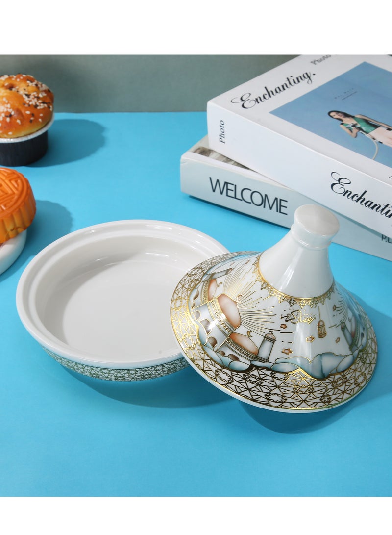 Liying Ramadan Theme Ceramic Tajine 15*16CM for dates platter ,sweets many more of food Display Holder Decor Ornament.