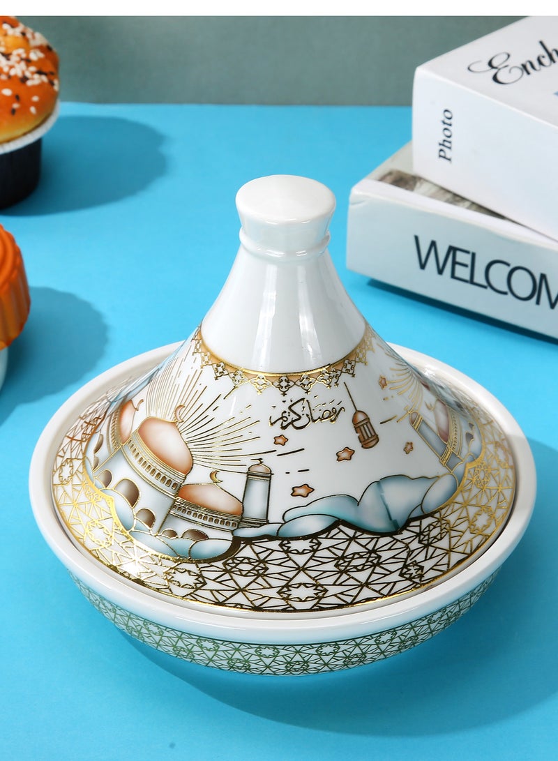 Liying Ramadan Theme Ceramic Tajine 15*16CM for dates platter ,sweets many more of food Display Holder Decor Ornament.