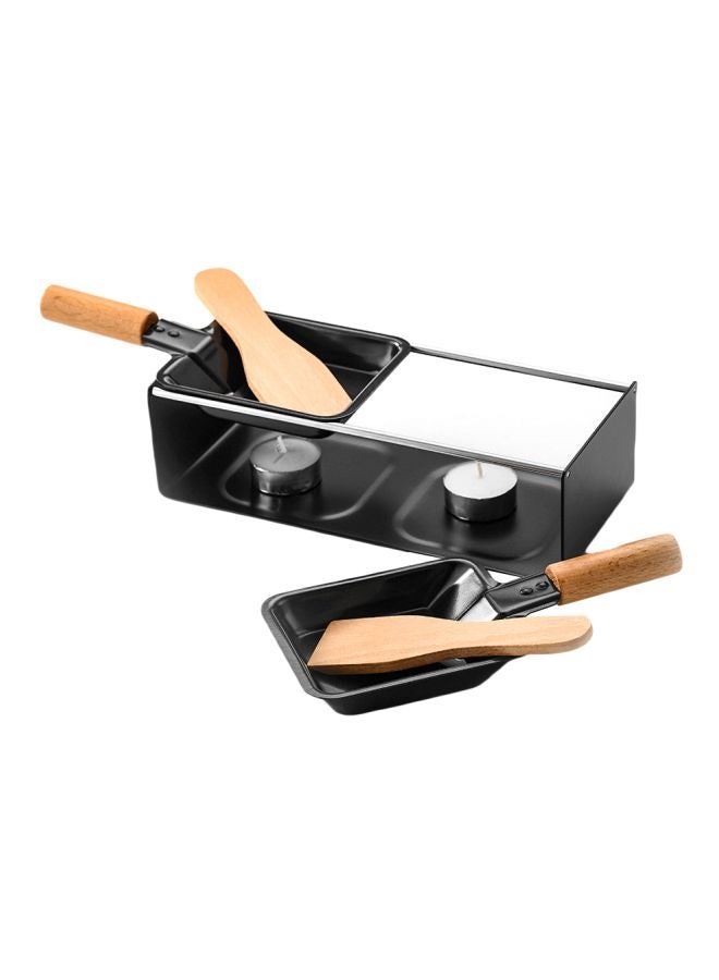 Fondue Cheese Pot With Spatula Set Black/Beige Fondue 230x100x65, Pan 198x93, Spatula 135x40