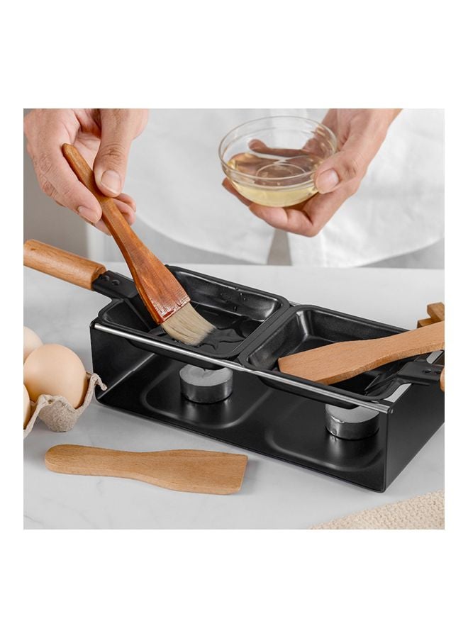 Fondue Cheese Pot With Spatula Set Black/Beige Fondue 230x100x65, Pan 198x93, Spatula 135x40