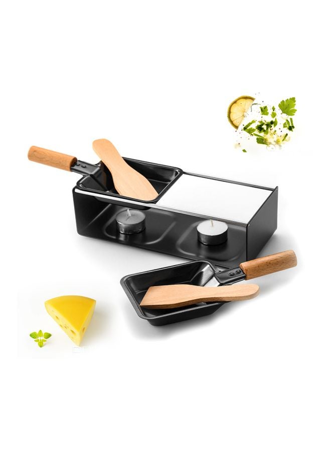 Fondue Cheese Pot With Spatula Set Black/Beige Fondue 230x100x65, Pan 198x93, Spatula 135x40