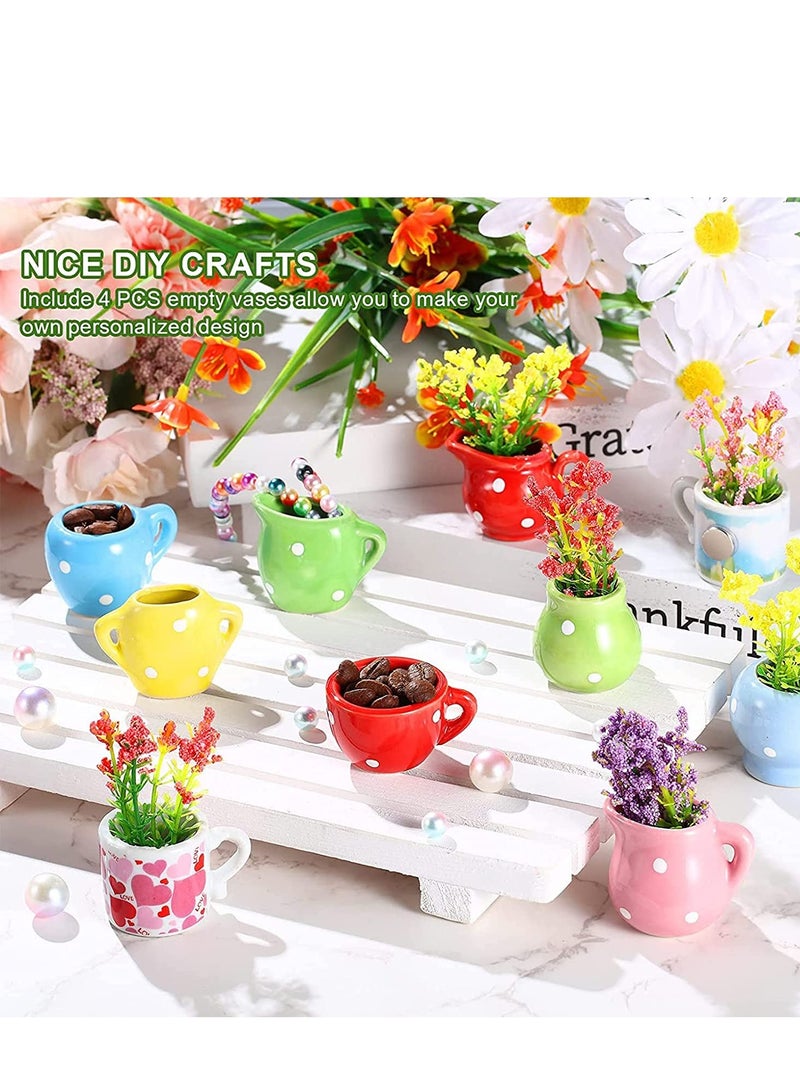 Fridge Magnet Mini Artificial Plants Decorative Magnets Ceramic Glass Vase Flower Magnets Cute Magnets for Whiteboard Ceramic Refrigerator Magnets Magnetic Stickers for Fridge Locker Decors 10 Pieces