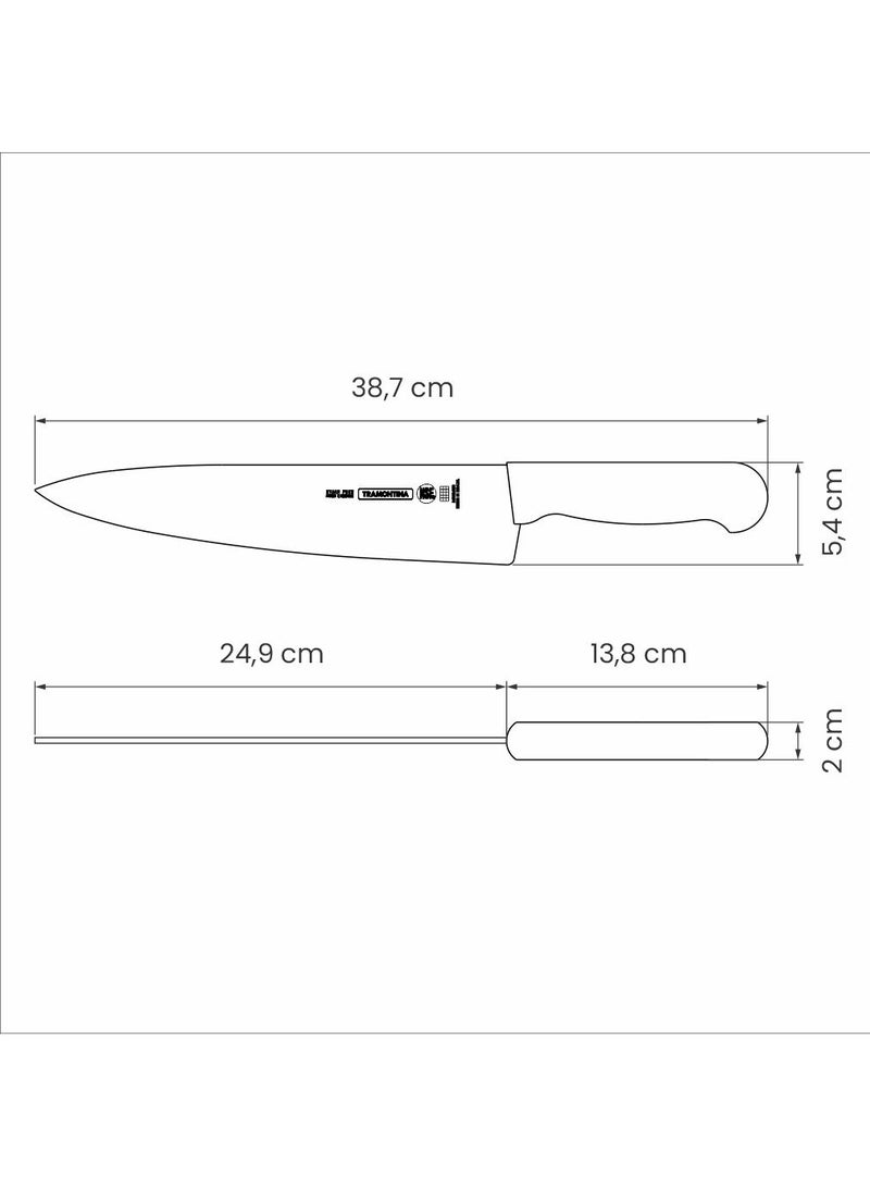 Professional 10 Inches Meat Knife with Stainless Steel Blade and Green Polypropylene Handle with Antimicrobial Protection