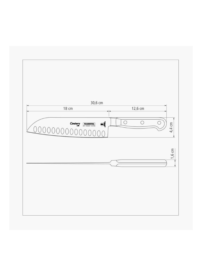 Since 1911,Made in Brazil- Century Santoku 7 inches High Carbon Stainless Steel Din 1.410 Blade 58 HRC
