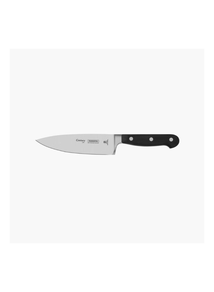 Century 6 Inches Chef Knife with Stainless Steel Blade and Black Polycarbonate Handle, Made BRAZIL