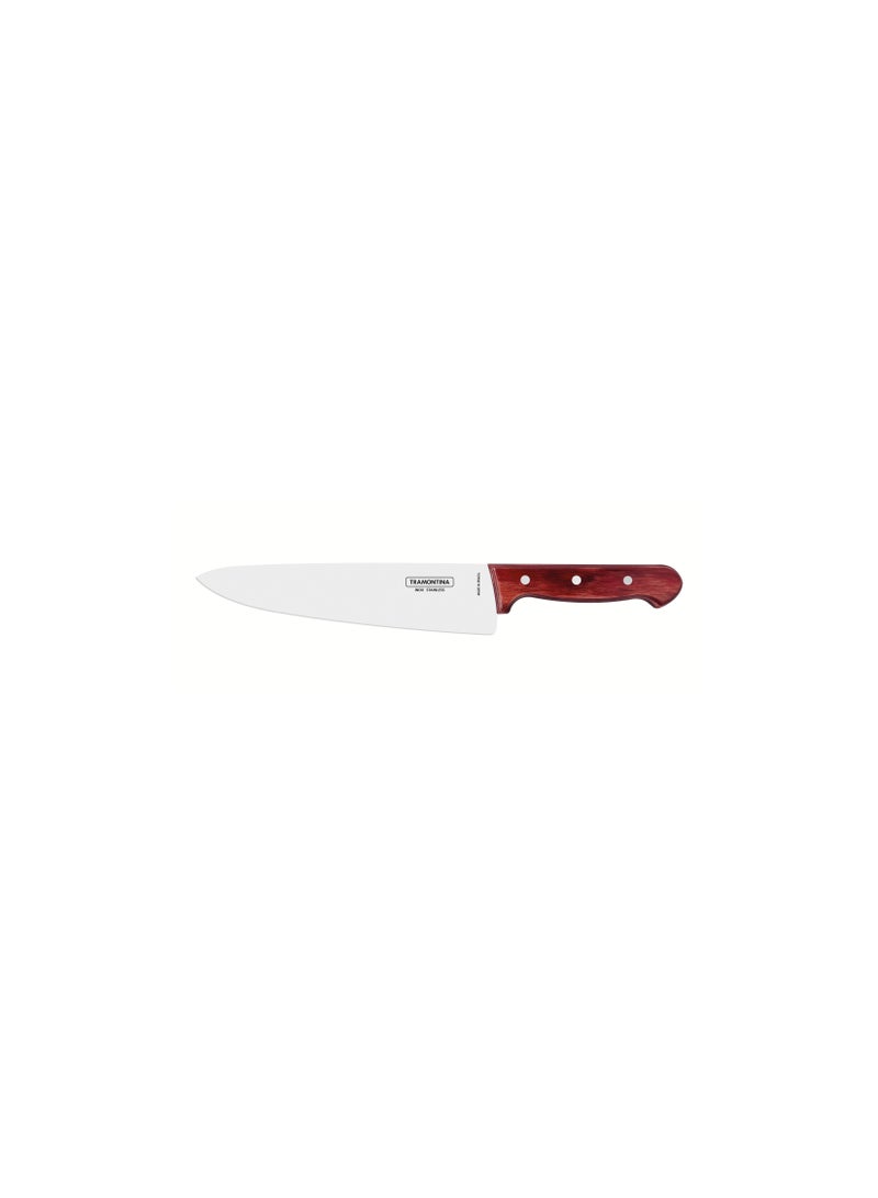 Since 1911, Made In Brazil - 12 Inches Kitchen Knife with Stainless Steel Blade and Red Treated Polywood Handle