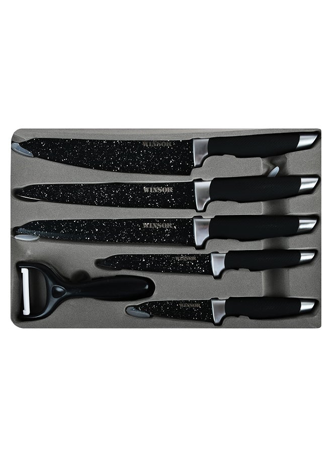 6-Piece Steel Tips Soft Touch Handle Knife Set Multicolour