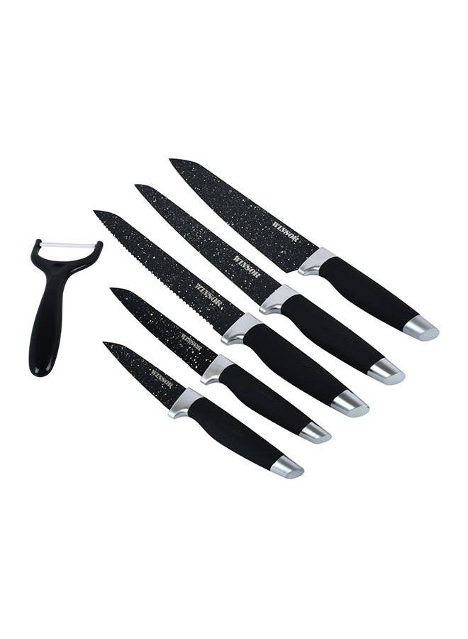 6-Piece Steel Tips Soft Touch Handle Knife Set Multicolour