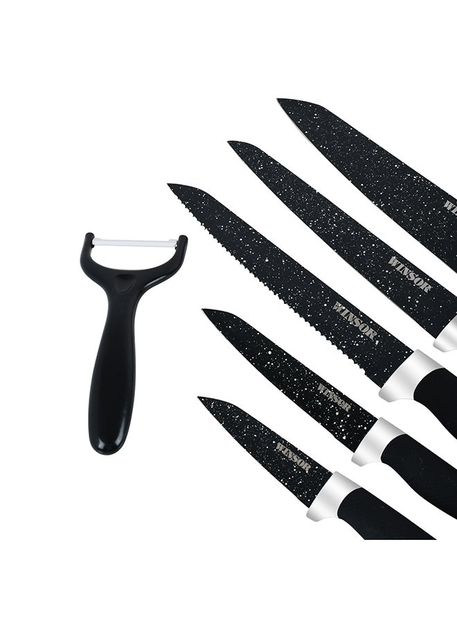 6-Piece Steel Tips Soft Touch Handle Knife Set Multicolour