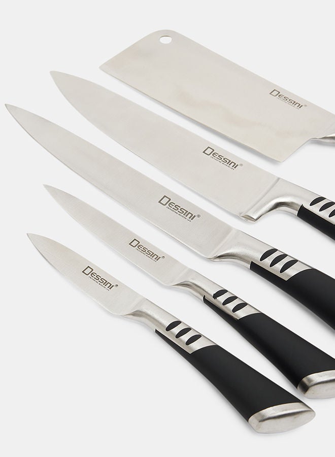 Dessini 9-Piece kitchen knife Set With Acrylic Block Black/Silver