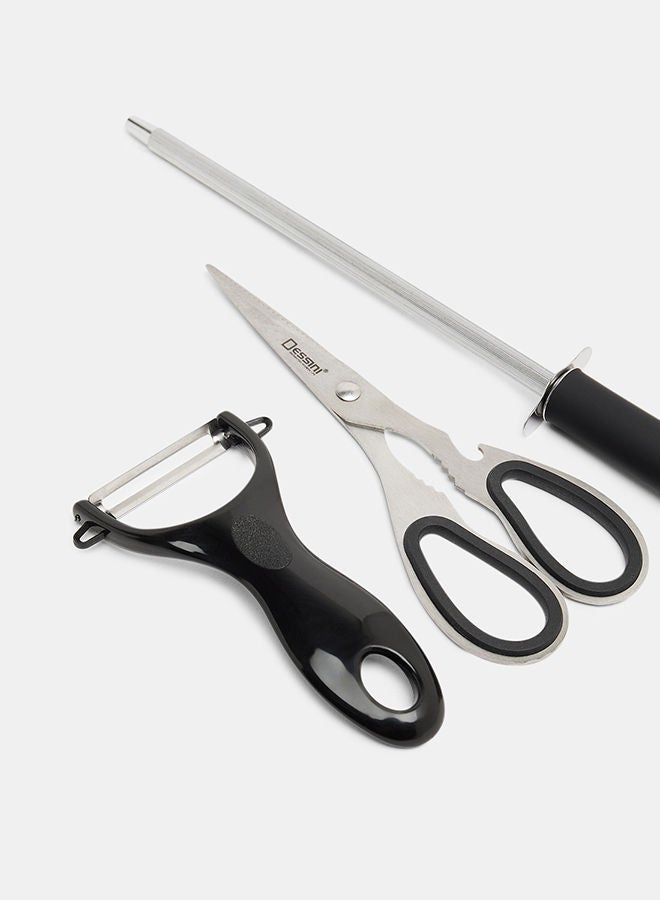 Dessini 9-Piece kitchen knife Set With Acrylic Block Black/Silver