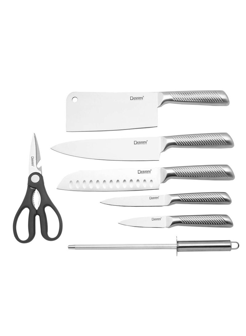 Dessini 8-Piece Knife Set with Acrylic Block 5005 Silver