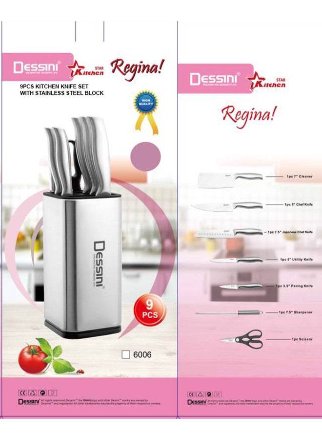 Dessini 9-Pieces kitchen knife Set With Stainless Steel Block