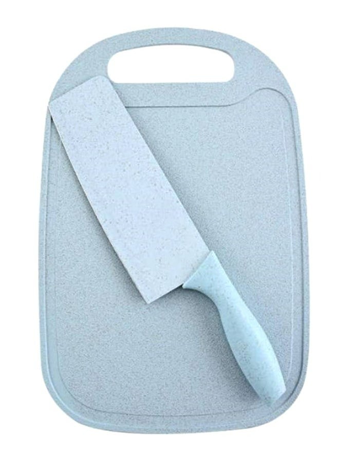 7-Piece Wheat Straw Kitchen Knife With Cutting Board Set Blue 21.5x32x32cm