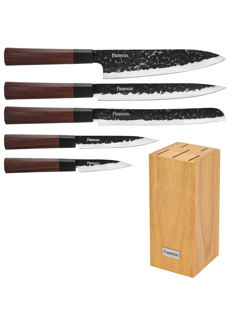 6-Piece Knife Set Solveig with Wooden Block 420J2 Steel