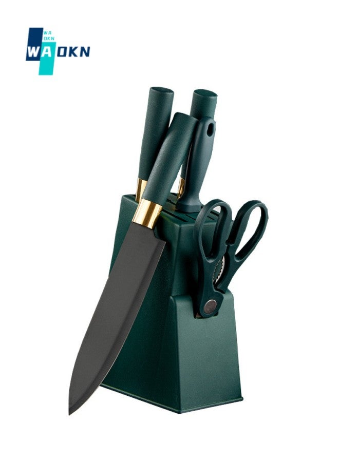 Kitchen Knife Set, 7-Piece Kitchen Sharp Knife Set, Non-stick Anti-Slip Stainless Steel Chef Knife Set with Universal Knife Holder for Home Use