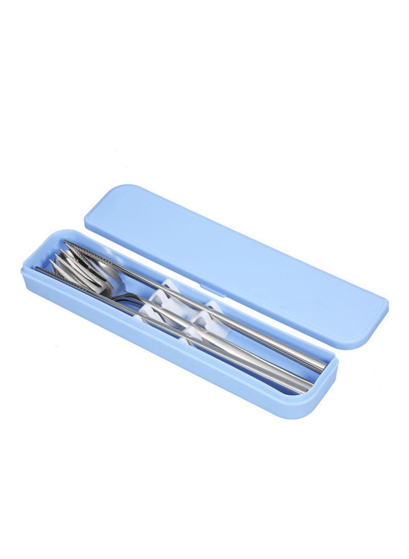 Chopsticks Spoon Fork Portable Flatware Set Silver 22.5x2.8x5cm