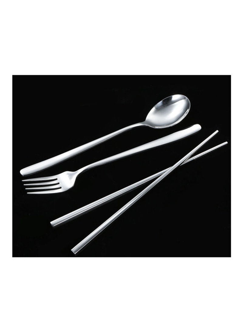 Chopsticks Spoon Fork Portable Flatware Set Silver 22.5x2.8x5cm