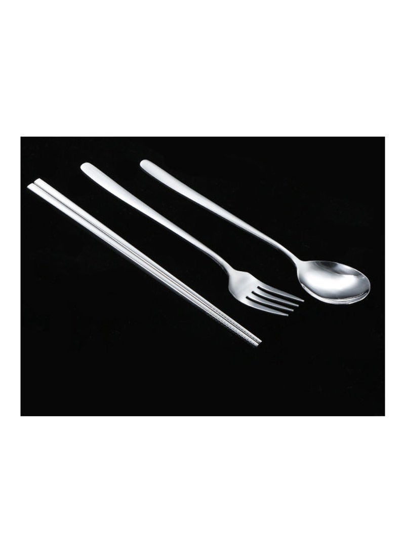 Chopsticks Spoon Fork Portable Flatware Set Silver 22.5x2.8x5cm