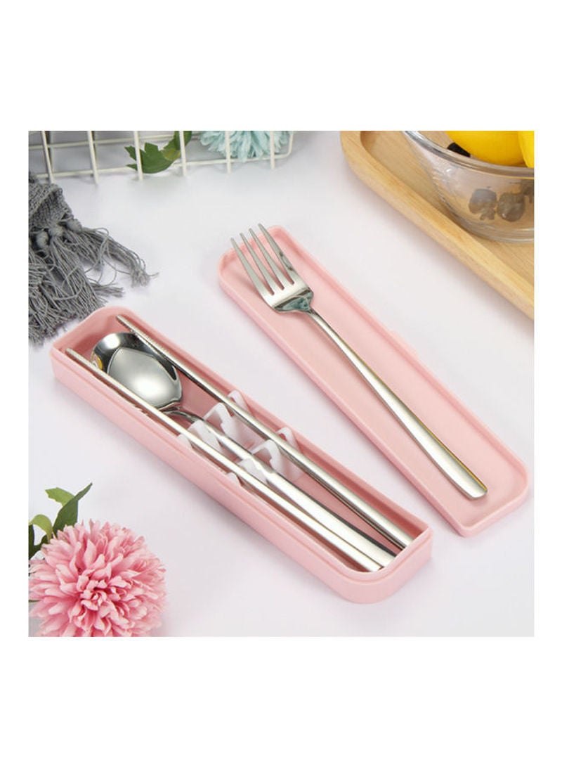 Chopsticks Spoon Fork Portable Flatware Set Silver 22.5x2.8x5cm