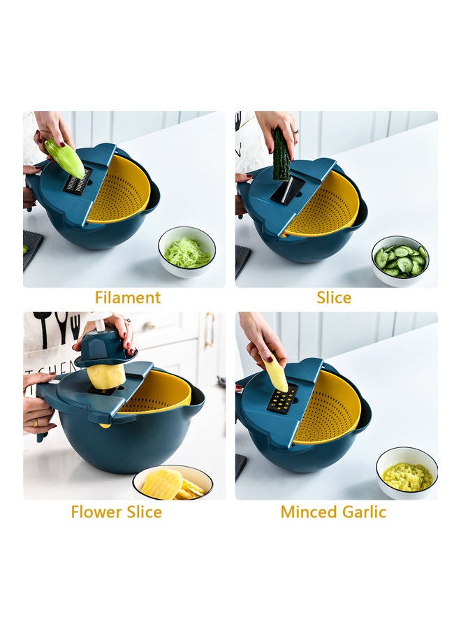 12-Piece Multifunctional Vegetable Slicer Kit with Rotatable Drain Basket Multicolour