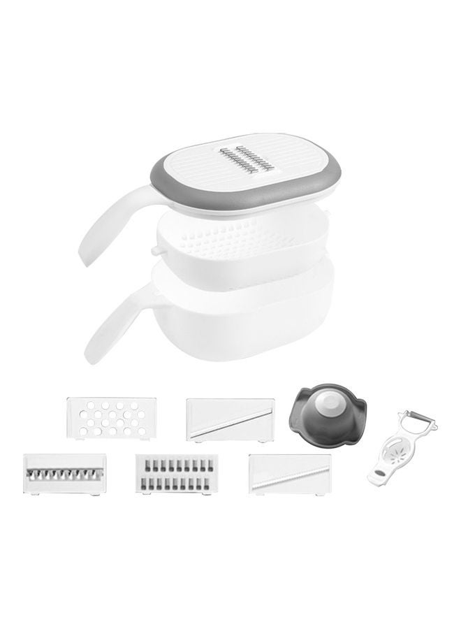 11-Piece Multifunctional Vegetable Slicer with Rotatable Drain Basket and Storage Container Multicolour