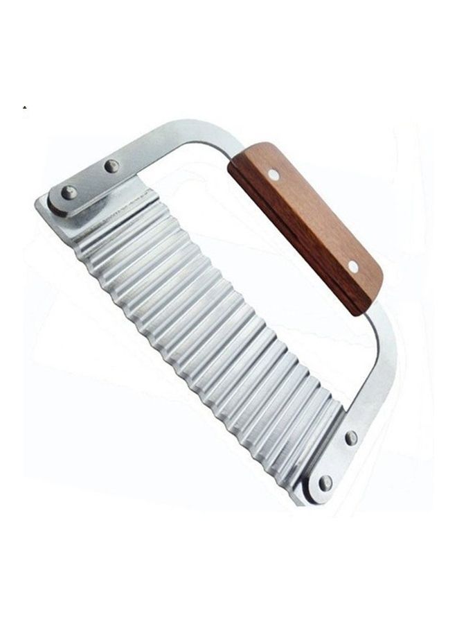 Stainless Steel Wooden Handle Fries Wave Knife Silver/Brown