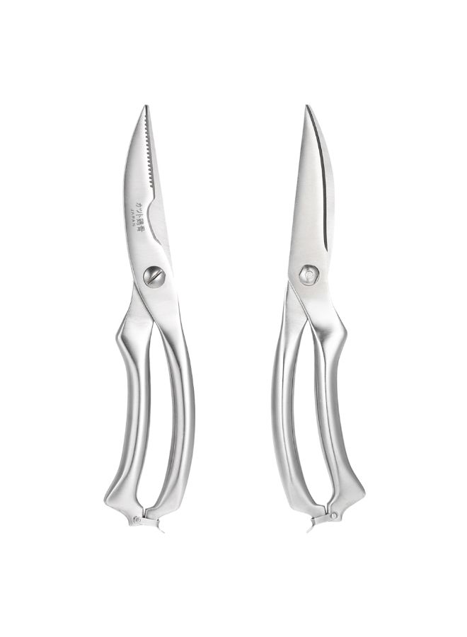 Stainless Steel Solid Poultry Chicken Bone Scissors With Safety Lock Silver