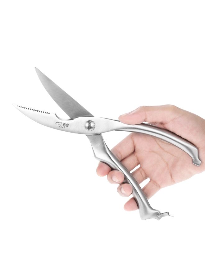 Stainless Steel Solid Poultry Chicken Bone Scissors With Safety Lock Silver