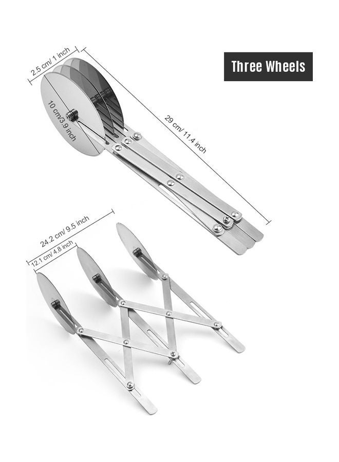 3-Wheel Expandable Pastry Cutter Silver 30.00 x 2.50 x 10.00cm