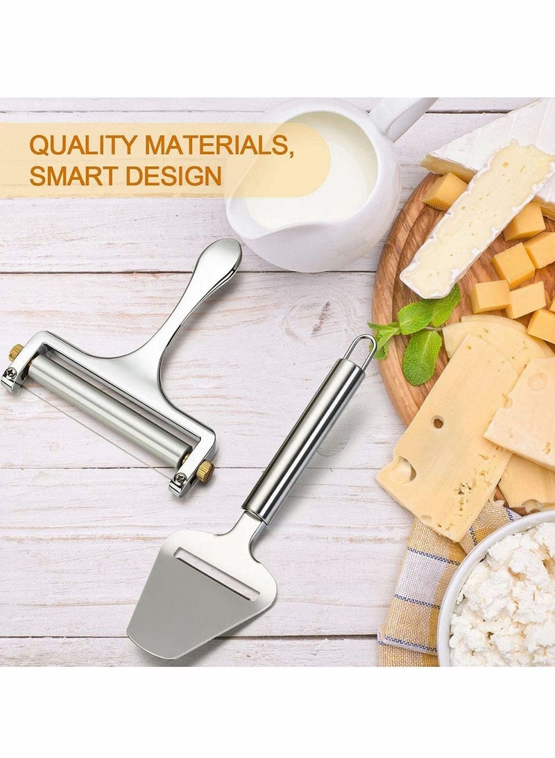 3 Pieces Cheese Cutter Adjustable Thickness Stainless Steel Wire Cheese Slicer with Cheese Plane Tool for Soft Semi-Hard Cheeses Kitchen Cooking Tool for Kitchen Cooking