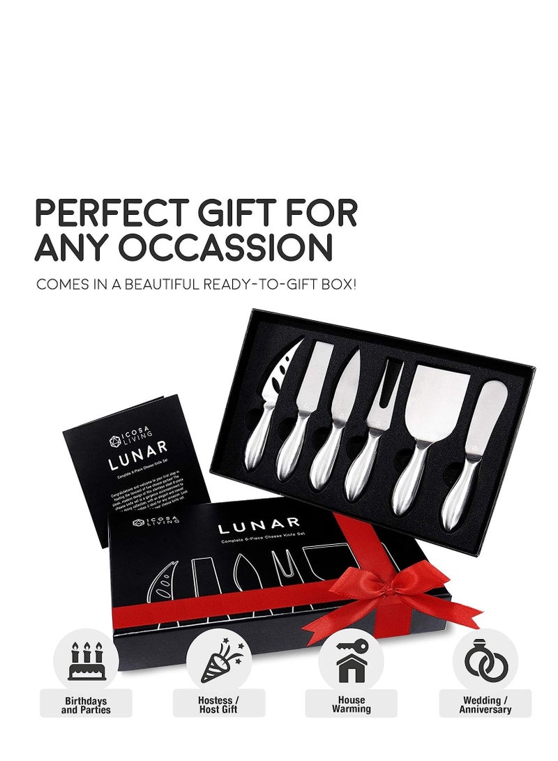 ICOSA Living Lunar Cheese Knives Set Premium Stainless Steel Cheese Knives Collection