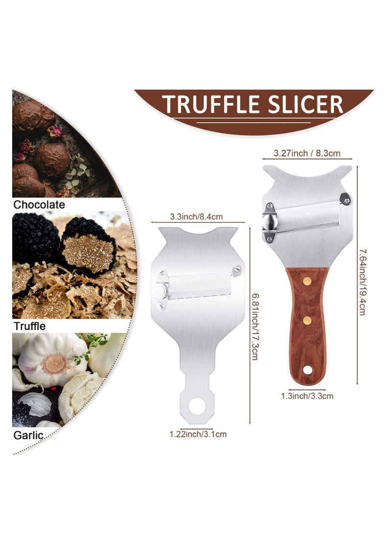 Truffle Slicer, 2 Pcs Adjustable Blade Rosewood Handle Stainless Steel Cheese Chocolate Truffle Cutter for Kitchen Supplies