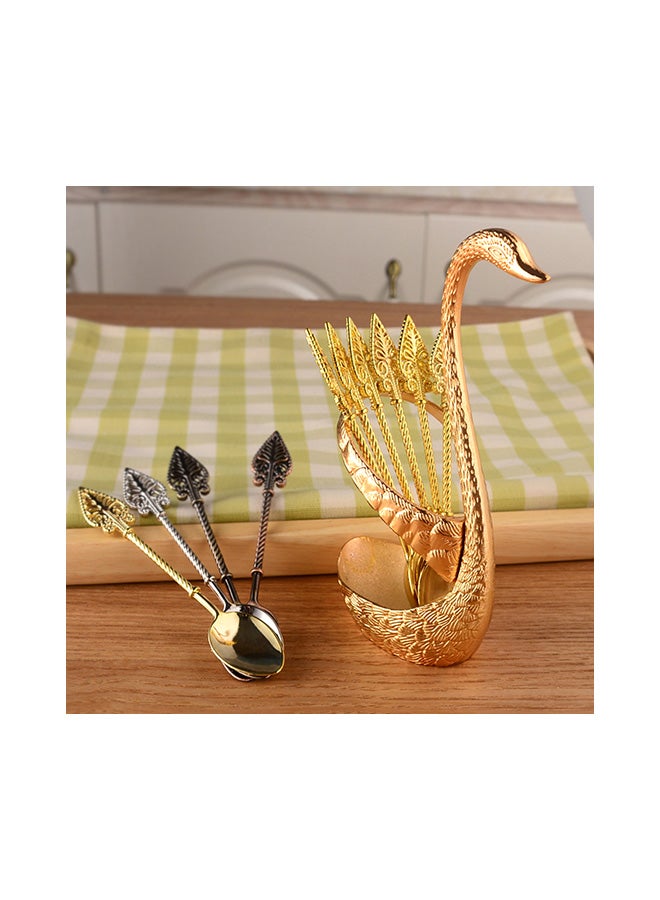 Swan Tableware Spoon Fork Holder Gold 17x6x8centimeter