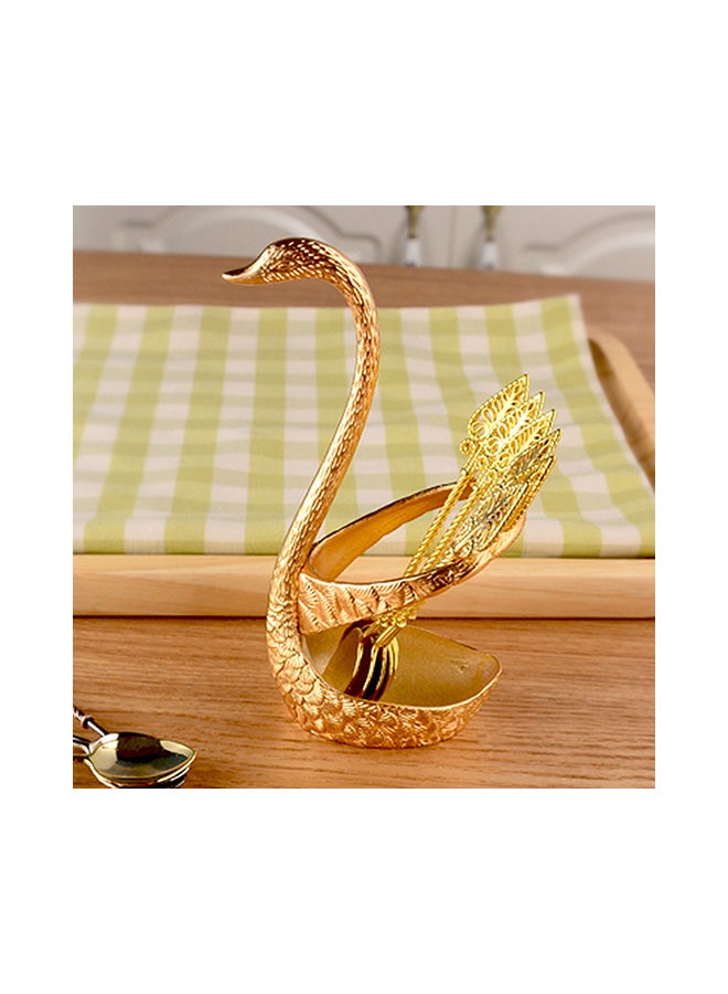 Swan Tableware Spoon Fork Holder Gold 17x6x8centimeter