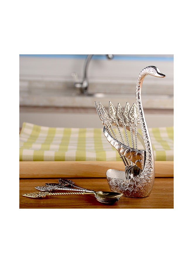 Swan Tableware Spoon Fork Holder Silver 17x6x8centimeter
