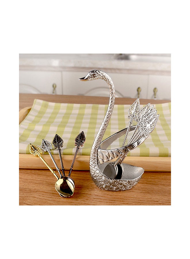 Swan Tableware Spoon Fork Holder Silver 17x6x8centimeter