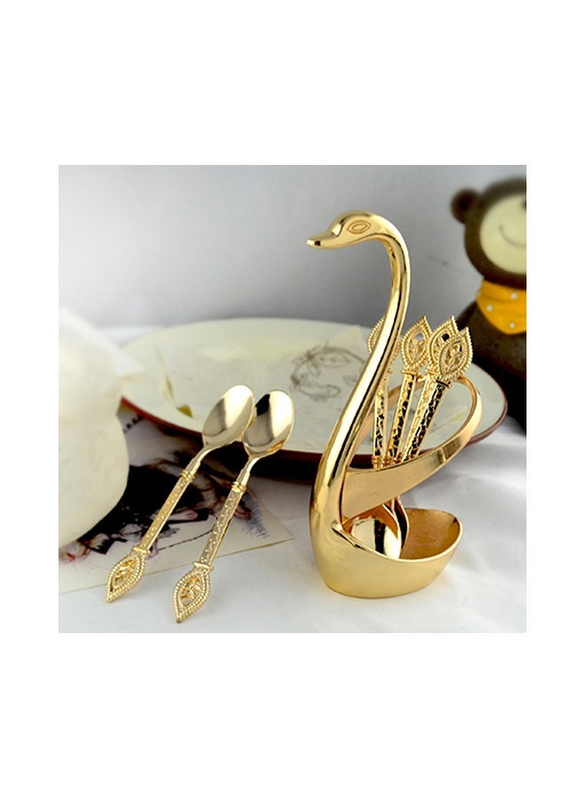 Swan Tableware Spoon Fork Holder Gold 17x6x8centimeter