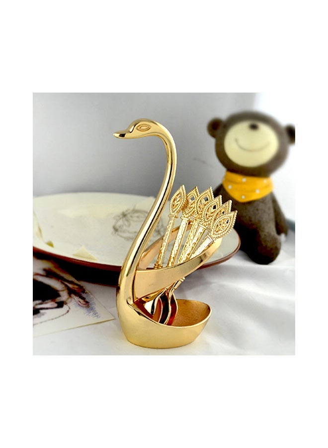 Swan Tableware Spoon Fork Holder Gold 17x6x8centimeter